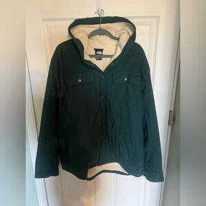 The North Face men’s green button up fleece lined jacked size XL